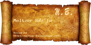Meltzer Béla névjegykártya